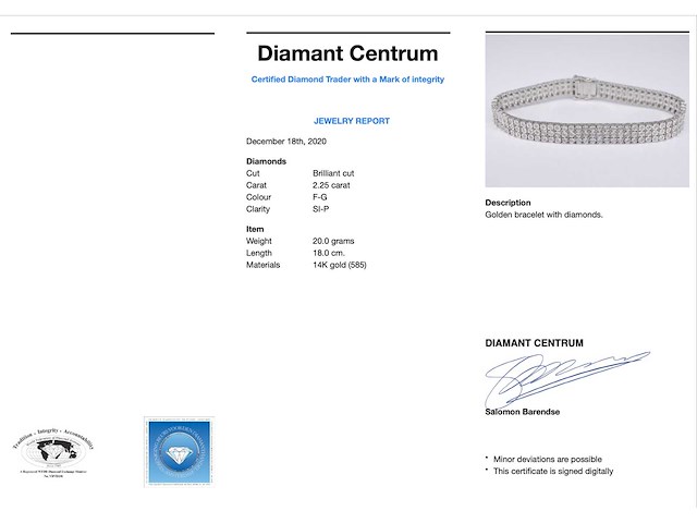 Witgouden tennisarmband met 3 rijen diamanten 2.25 carat - afbeelding 3 van  7