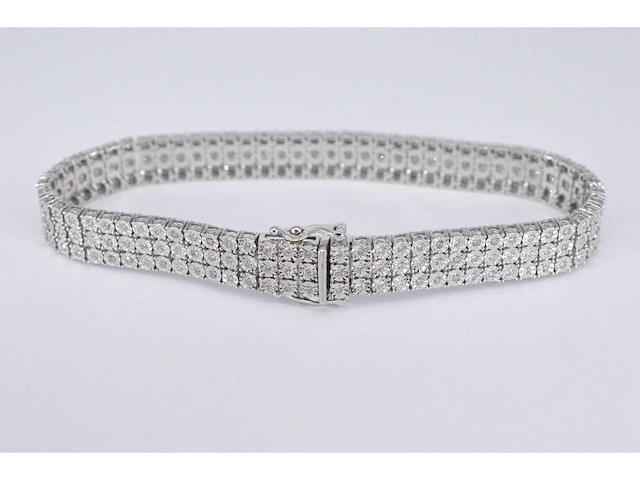 Witgouden tennisarmband met 3 rijen diamanten 2.25 carat - afbeelding 5 van  7