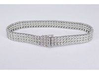 Witgouden tennisarmband met 3 rijen diamanten 2.25 carat - afbeelding 5 van  7