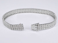 Witgouden tennisarmband met 3 rijen diamanten 2.25 carat - afbeelding 6 van  7