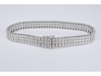 Witgouden tennisarmband met 3 rijen diamanten 2.25 carat - afbeelding 4 van  8