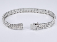 Witgouden tennisarmband met 3 rijen diamanten 2.25 carat - afbeelding 5 van  8
