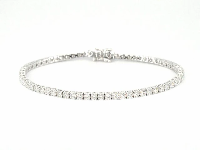 Witgouden tennisarmband met 5.00 carat natuurlijke briljant geslepen diamanten - afbeelding 1 van  10
