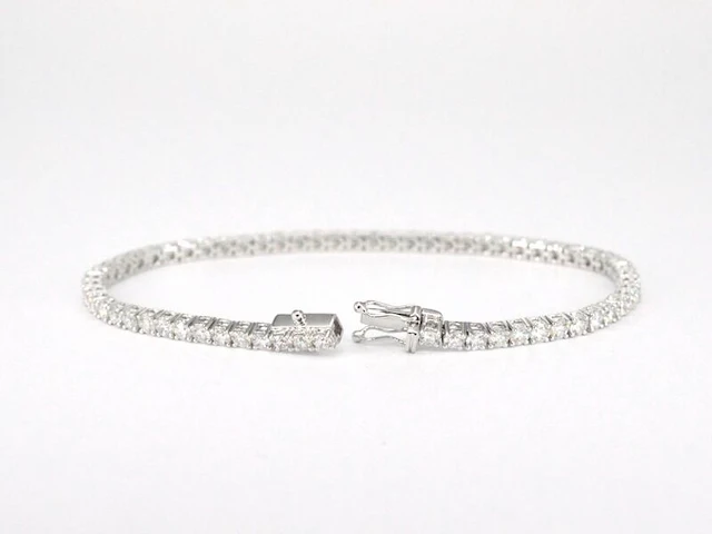 Witgouden tennisarmband met 5.00 carat natuurlijke briljant geslepen diamanten - afbeelding 5 van  10