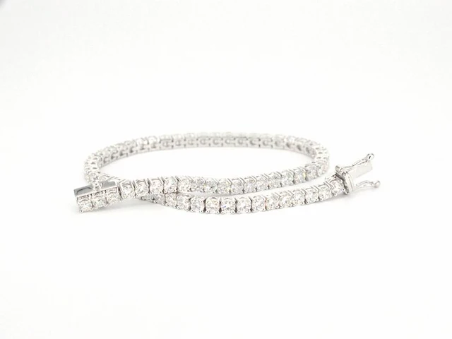 Witgouden tennisarmband met 5.00 carat natuurlijke briljant geslepen diamanten - afbeelding 9 van  10