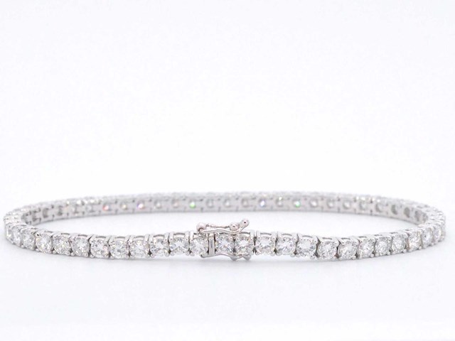 Witgouden tennisarmband met 6.30 carat diamant - afbeelding 6 van  10