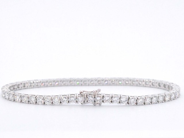 Witgouden tennisarmband met 6.30 carat diamant - afbeelding 4 van  9