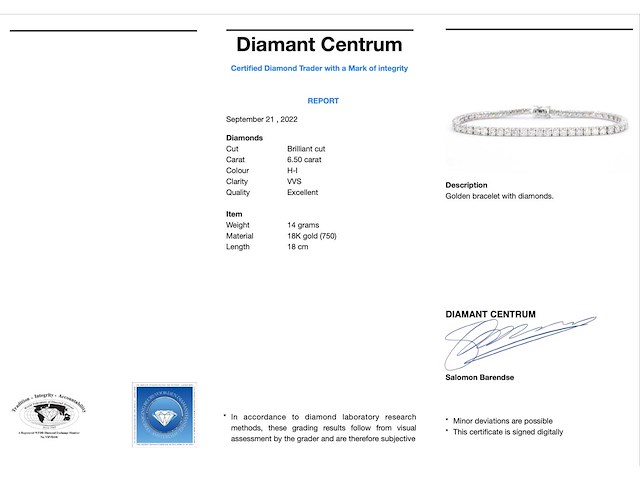 Witgouden tennisarmband met 6.50 carat - afbeelding 3 van  8