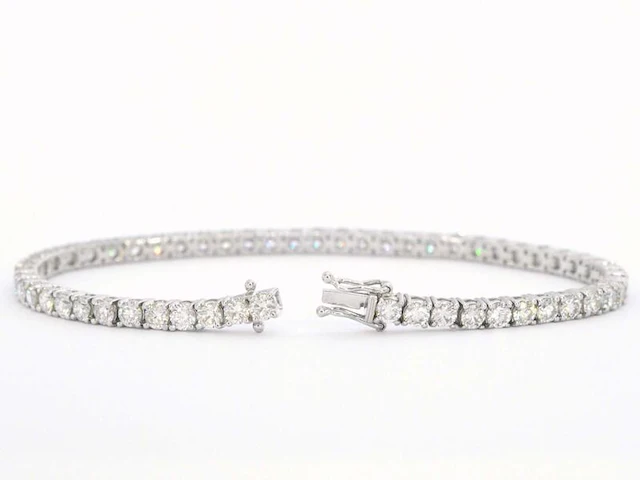 Witgouden tennisarmband met 6.50 carat - afbeelding 4 van  9