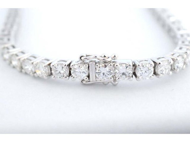 Witgouden tennisarmband met 7.50 carat briljant geslepen natuurlijke diamanten - afbeelding 6 van  8