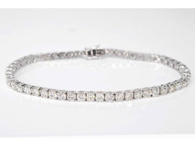 Witgouden tennisarmband met 8.00 carat briljant geslepen natuurlijke diamanten - afbeelding 1 van  7
