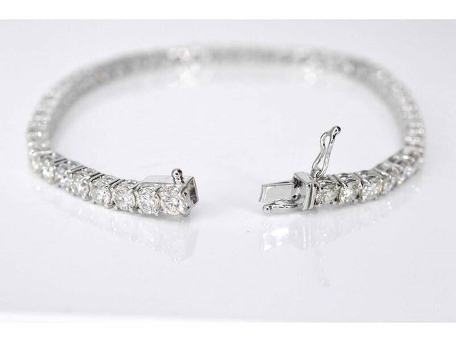 Witgouden tennisarmband met 8.00 carat briljant geslepen natuurlijke diamanten - afbeelding 4 van  7