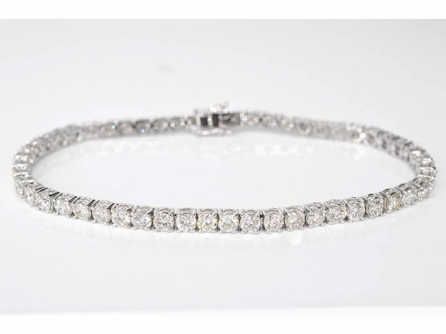 Witgouden tennisarmband met 8.00 carat diamant - afbeelding 1 van  7