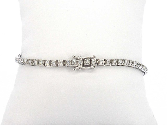 Witgouden tennisarmband met briljant diamanten - afbeelding 4 van  7