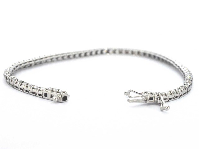 Witgouden tennisarmband met briljant diamanten - afbeelding 6 van  7