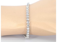 Witgouden tennisarmband met briljant diamanten - afbeelding 2 van  6