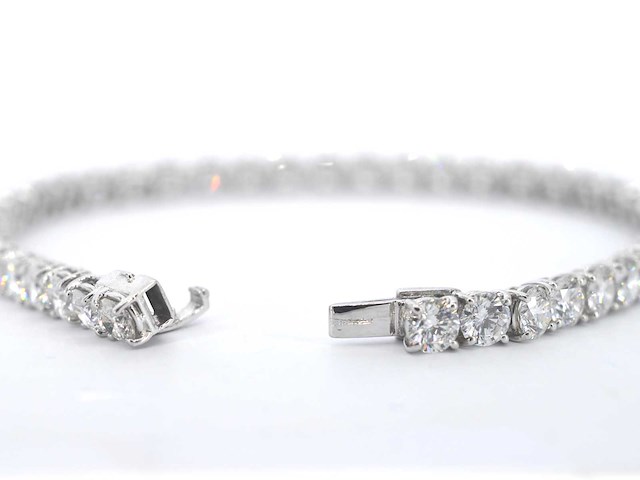 Witgouden tennisarmband met briljant diamanten - afbeelding 5 van  6