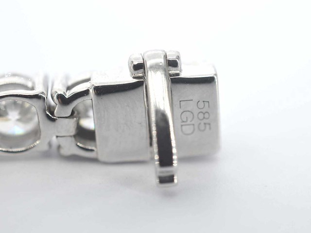 Witgouden tennisarmband met briljant geslepen diamanten 18 carat - afbeelding 6 van  6