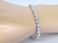 Witgouden tennisarmband met briljant geslepen diamanten 18 carat - afbeelding 2 van  6