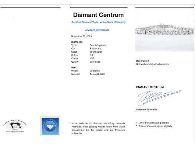 Witgouden tennisarmband met briljant geslepen diamanten 18 carat - afbeelding 3 van  6