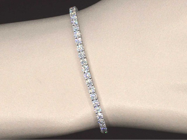 Witgouden tennisarmband met briljant geslepen diamanten van 5.00 carat - afbeelding 2 van  9
