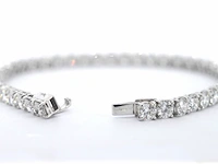 Witgouden tennisarmband met briljant geslepen diamanten - afbeelding 4 van  7