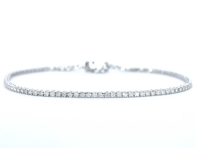 Witgouden tennisarmband met diamanten 1.00 carat - afbeelding 1 van  8