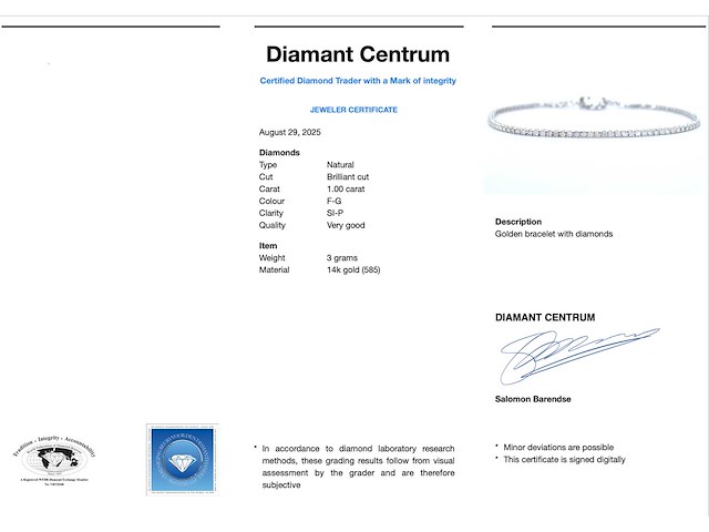 Witgouden tennisarmband met diamanten 1.00 carat - afbeelding 3 van  8