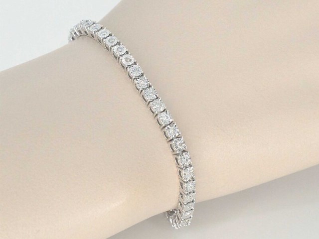 Witgouden tennisarmband met diamanten 1.00 carat - afbeelding 2 van  6