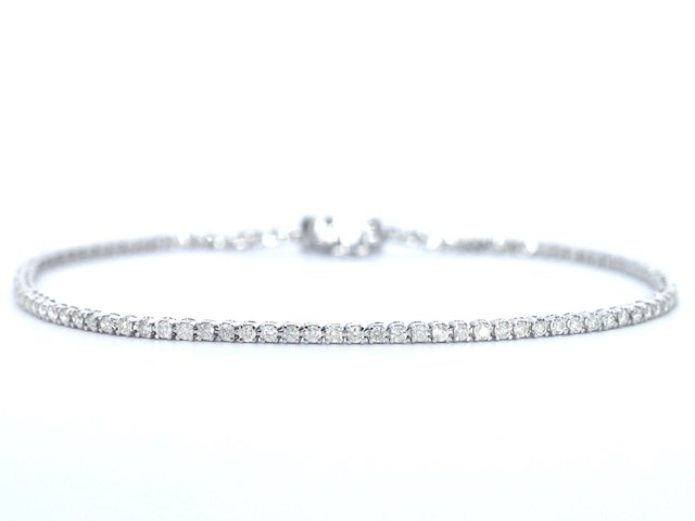 Witgouden tennisarmband met diamanten 1.00 carat - afbeelding 1 van  9
