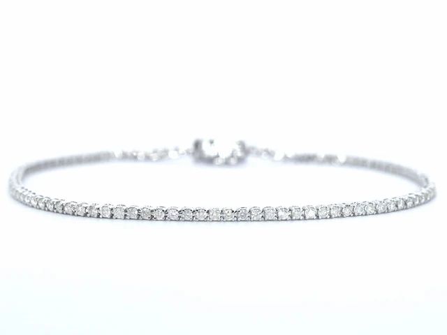 Witgouden tennisarmband met diamanten 1.00 carat - afbeelding 1 van  9
