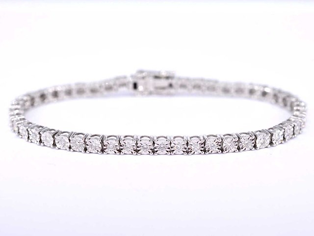 Witgouden tennisarmband met diamanten 1.20 carat - afbeelding 1 van  7
