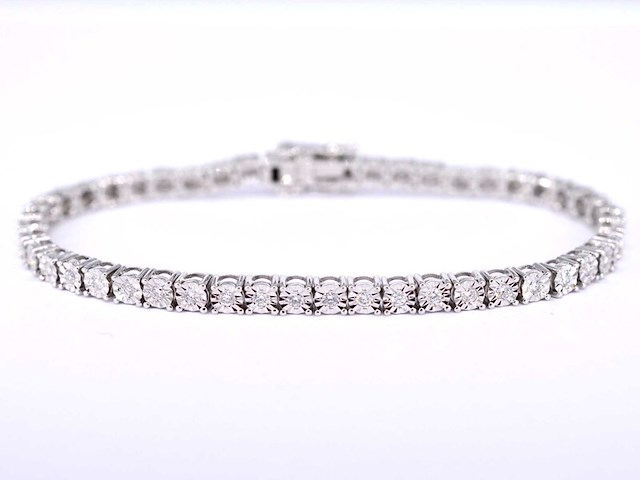 Witgouden tennisarmband met diamanten 1.20 carat - afbeelding 1 van  8