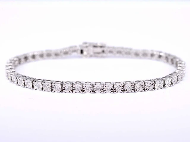 Witgouden tennisarmband met diamanten 1.20 carat - afbeelding 1 van  8