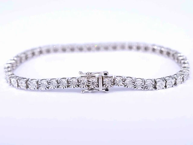 Witgouden tennisarmband met diamanten 1.20 carat - afbeelding 3 van  8