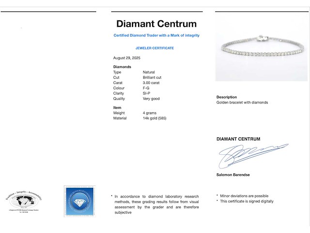 Witgouden tennisarmband met diamanten 3.00 carat - afbeelding 5 van  7