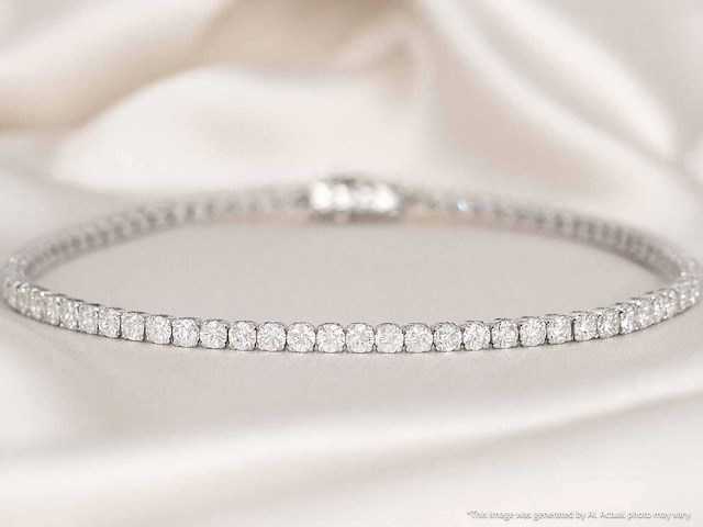 Witgouden tennisarmband met diamanten 3.00 carat - afbeelding 4 van  7