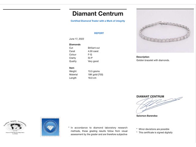 Witgouden tennisarmband met diamanten 4.00 carat - afbeelding 3 van  6