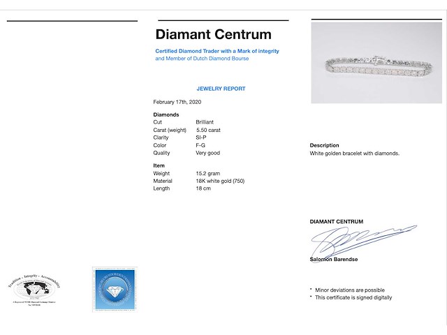 Witgouden tennisarmband met diamanten 5.50 carat - afbeelding 3 van  6