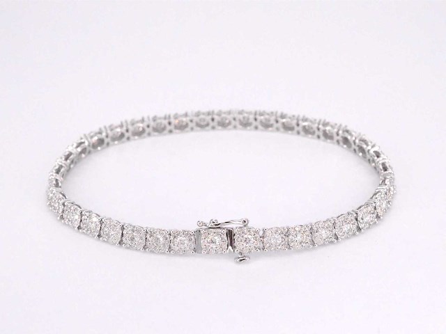 Witgouden tennisarmband met diamanten 5.50 carat - afbeelding 4 van  6