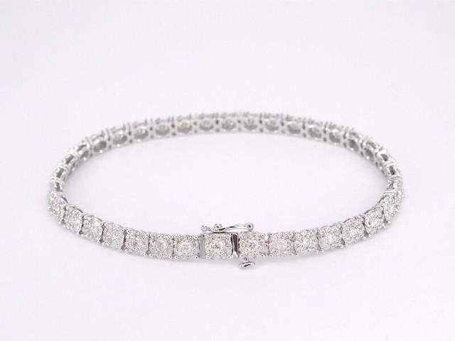 Witgouden tennisarmband met diamanten 5.50 carat - afbeelding 3 van  7