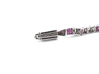 Witgouden tennisarmband met diamanten en robijnen - afbeelding 2 van  3