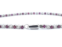 Witgouden tennisarmband met diamanten en robijnen - afbeelding 4 van  8