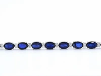 Witgouden tennisarmband met diamanten en saffier - afbeelding 6 van  7