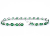 Witgouden tennisarmband met diamanten en smaragd - afbeelding 5 van  8