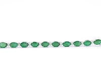 Witgouden tennisarmband met diamanten en smaragd - afbeelding 7 van  8