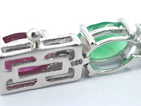 Witgouden tennisarmband met diamanten, saffier, robijn en smaragd - afbeelding 5 van  7