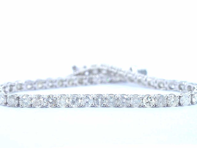 Witgouden tennisarmband met natuurlijke briljant geslepen diamanten - afbeelding 1 van  5