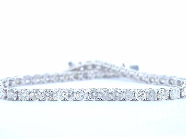 Witgouden tennisarmband met natuurlijke briljant geslepen diamanten - afbeelding 1 van  6
