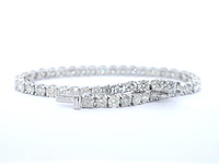 Witgouden tennisarmband met natuurlijke briljant geslepen diamanten - afbeelding 3 van  6